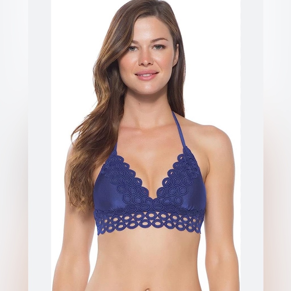 BECCA Swimsuit Siren Shimmer Ringlet Triangle Halter Bikini Top Size M